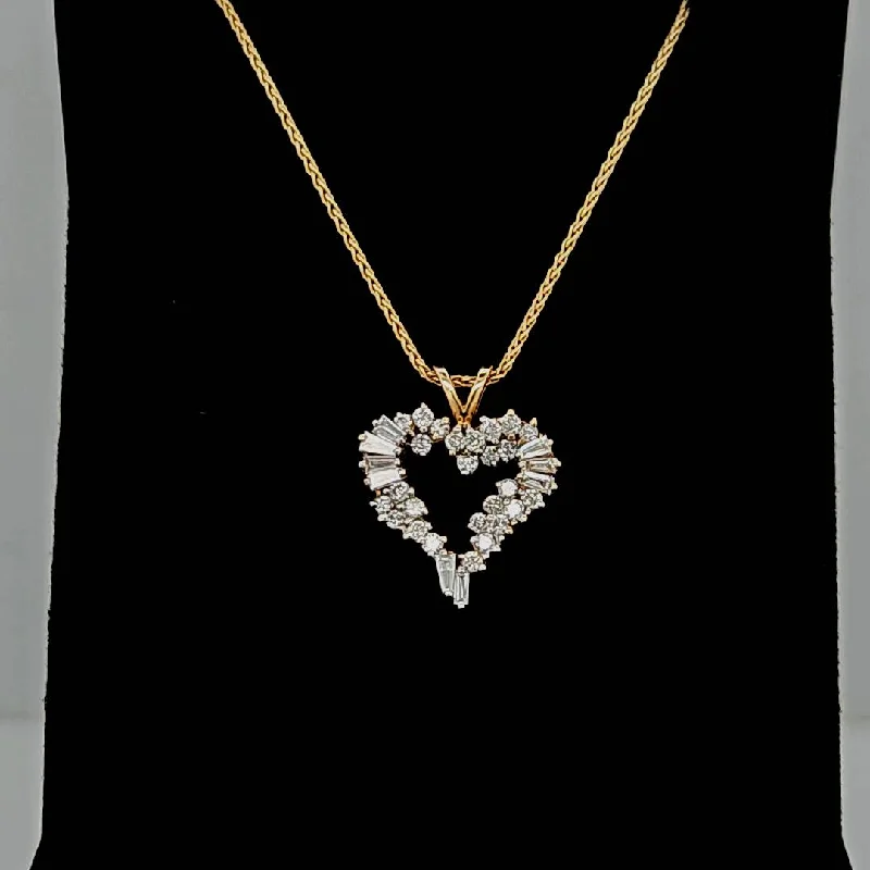 Custom Wedding Necklace-14K Yellow Gold & Diamond Heart-Estate