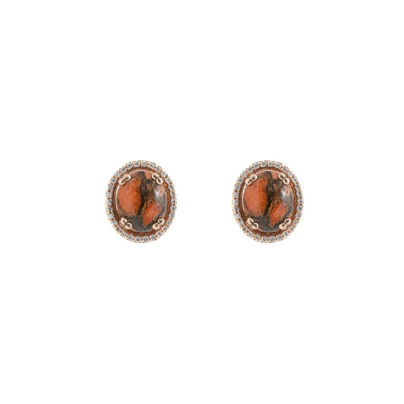 Handmade Bead Earrings-Copper Turquoise & Diamond Hera Halo Earrings