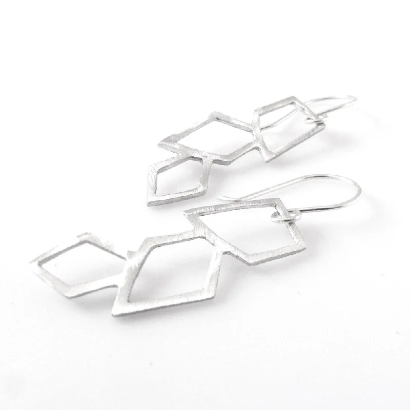 Geometric Dangle Earrings-Mini Grecian Earrings in White Metal