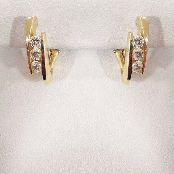 Custom Designed Earrings-14k Yellow Gold Diamond Earrings