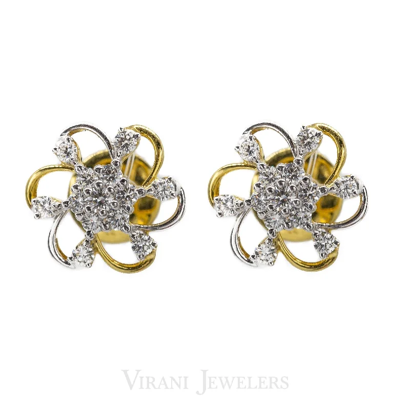 Handmade Crystal Earrings-0.62CT Daisy Diamond Stud Earrings Set in 18K Yellow Gold