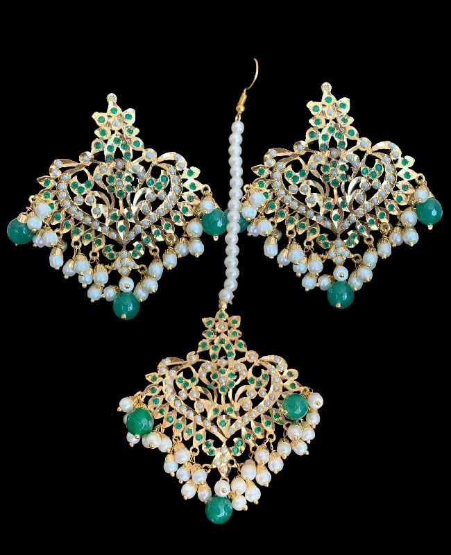 Trendy Hoop Earrings-DJET101 Afreen emerald earrings tika ( READY TO SHIP )