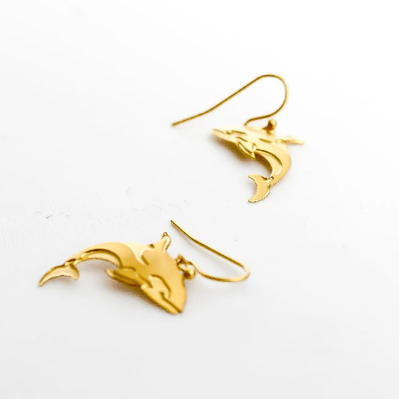 Long Gold Earrings-Orca Earrings