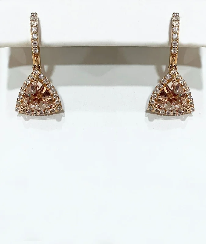 Statement Silver Earrings-14k Rose Gold Morganite Earrings