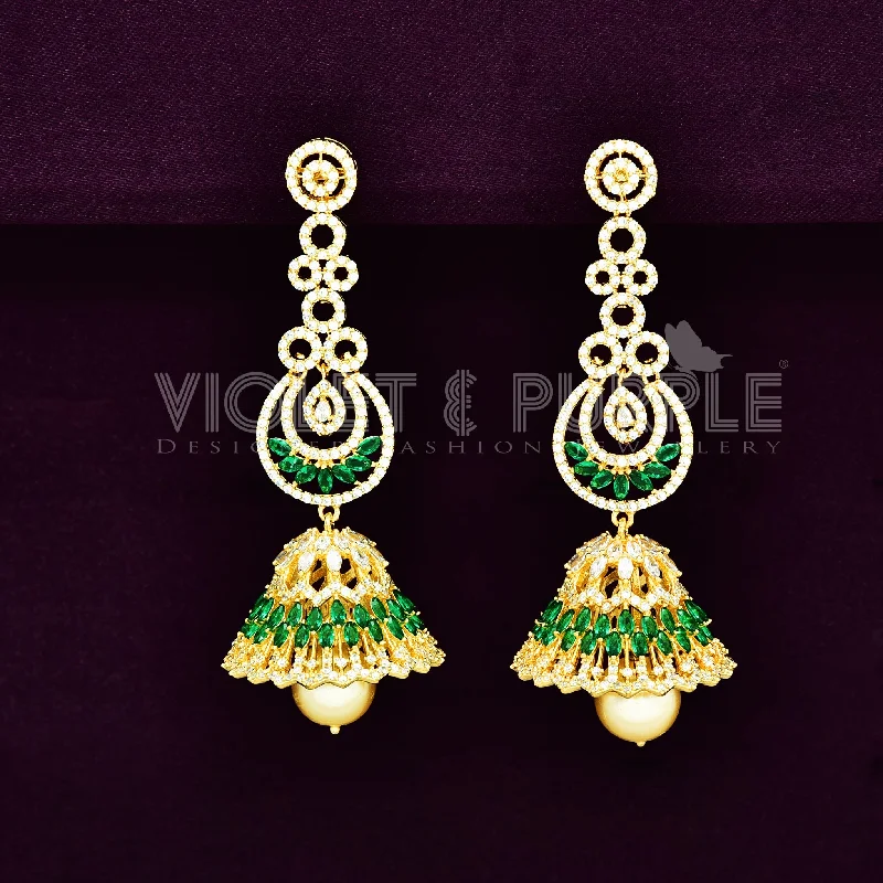 Funky Earrings for Teens-Zirconia Jhumka Earrings 89509