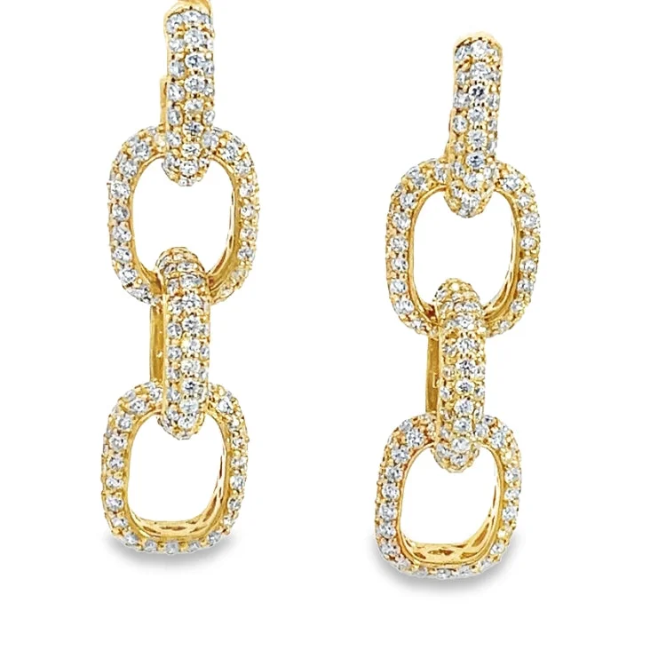 Abstract Design Earrings-LAB GROWN ROUND DIAMONDS 4.28ctw PAVE SET DANGLE EARRINGS