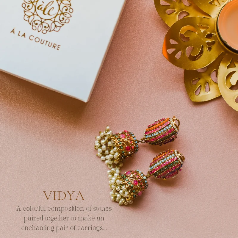 Black Gemstone Earrings-Vidya Earrings