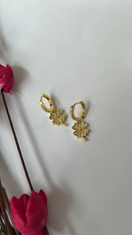 Black Gold Earrings-Hiba clover earrings