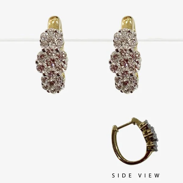 Silver Earrings with Diamonds-14k Yellow Gold Diamond Earrings