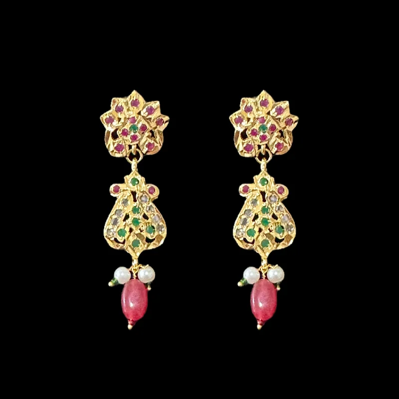 Chic Hoops for Women-DER545 gold plated earrings in ruby emerald ( READY TO SHIP )