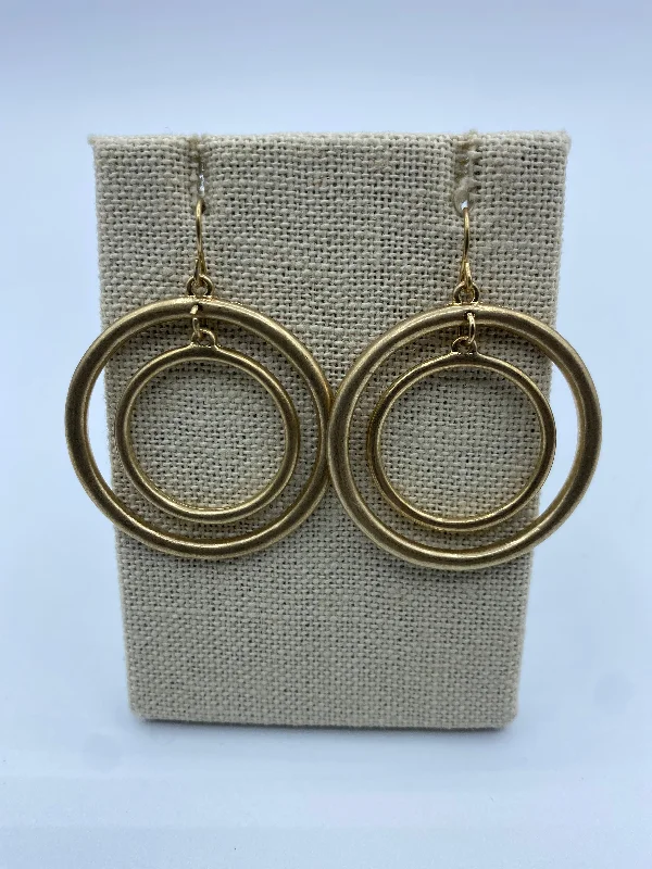 Modern Silver Earrings-Brushed Gold Triple Hoops Earrings