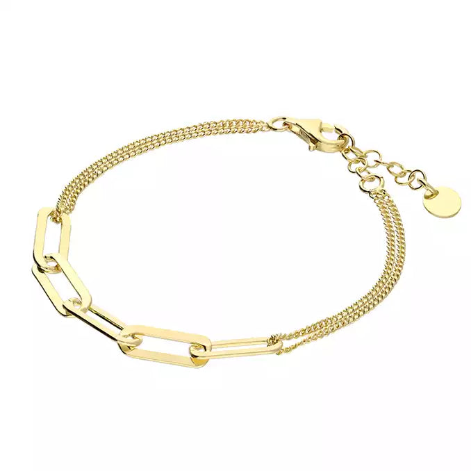 Tennis Bracelet for Women-18ct Gold Vermeil Paper Chain Link/Double Trace Chain Bracelet