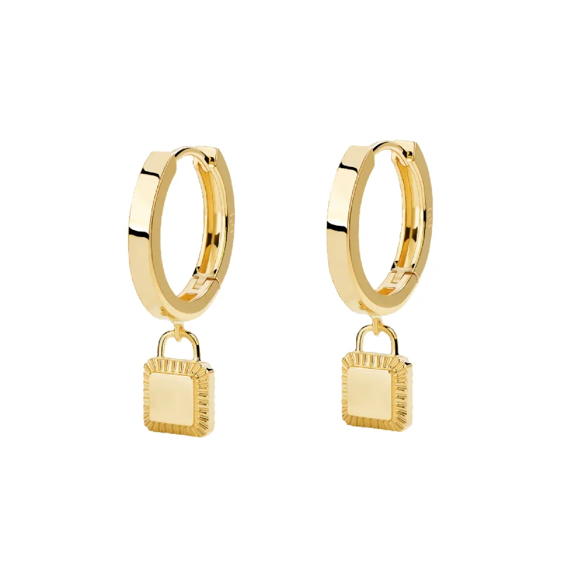 Personalized Name Earrings-Unlock Classic - 18K Lock Gold Earring