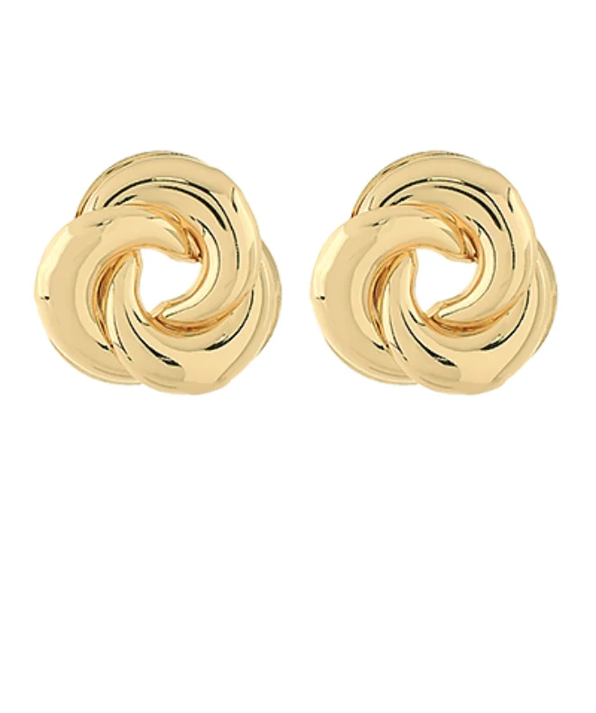 Rose Gold Drop Earrings-Puff Knot Gold Earrings