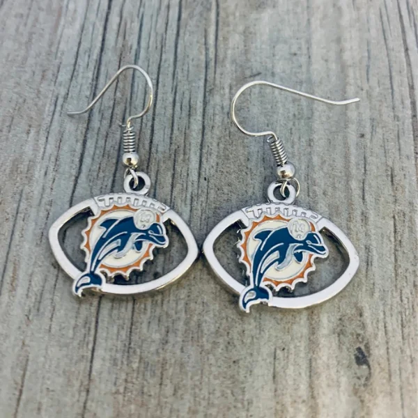 Simple Hoop Earrings for Women-Miami Dolphins Earrings