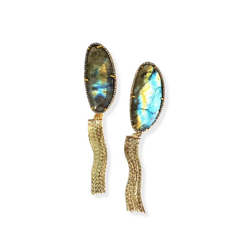 Chic Hoops for Women-The Qunita Labradorite Earrings