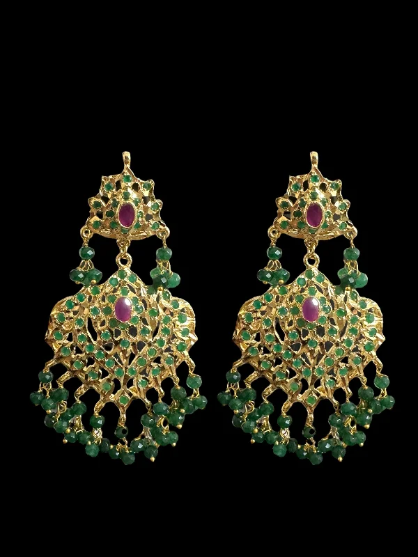 Elegant Dangle Earrings-DER513 Ekta  ruby emerald earrings (READY TO SHIP)