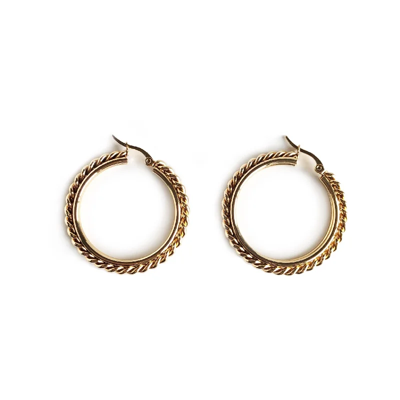 Bold Statement Earrings-Twist Hoop Earrings