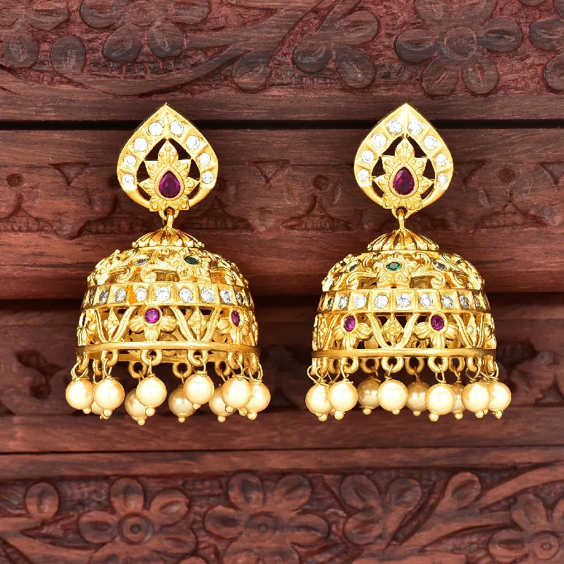 Long Chain Earrings-Matt Jhumka Earrings