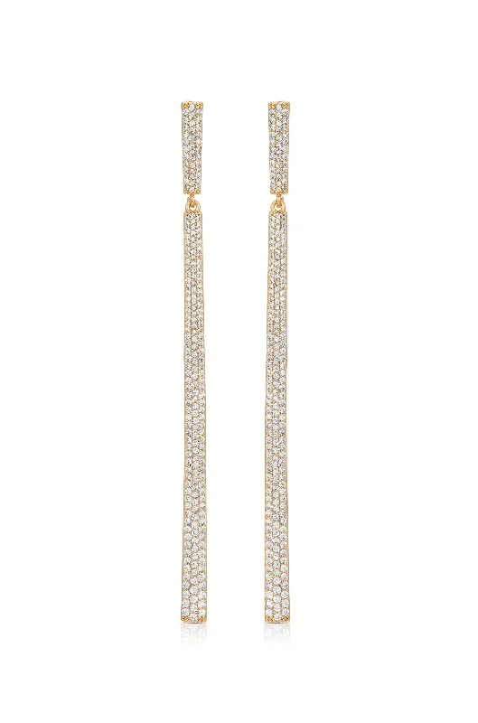 Classic Diamond Earrings-Straight Drop Crystal Dangle Earrings