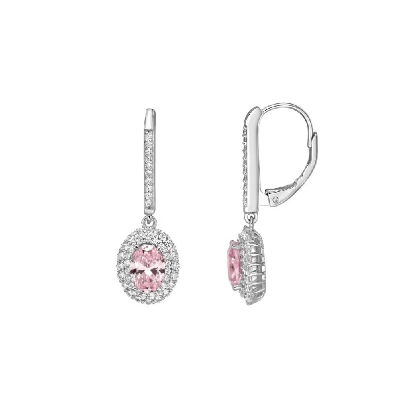 Modern Style Earrings-Oval and Round Brilliant drop earrings with 2.22 carats* of diamond simulants in sterling silver