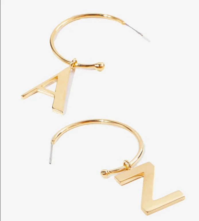 Custom Hoop Earrings-SOKO Signature Initial Hoop Earrings