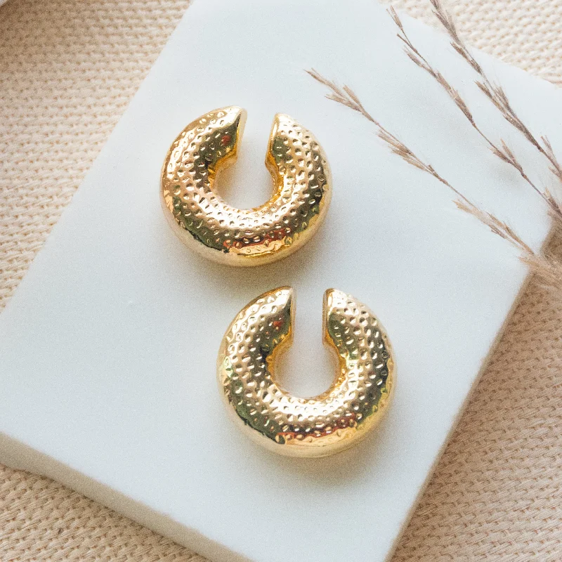 Fancy Diamond Earrings-Chunky Golden Ear Cuff