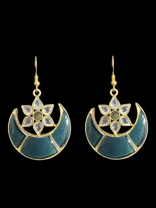 Opal Stud Earrings-DER752 Niswa farshi kundan earrings - Black/Grey  (READY TO SHIP )