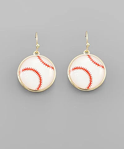 Golden Pearl Earrings-Epoxy Baseball Earrings