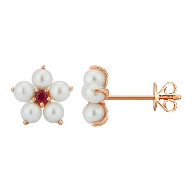 Luxury Gemstone Earrings-Pearl Flower Earrings Baby