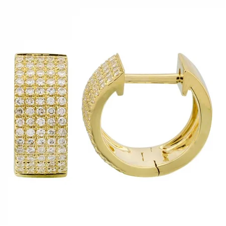 Classic Silver Earrings-14k Yellow Gold Classic Diamond Huggie Earrings