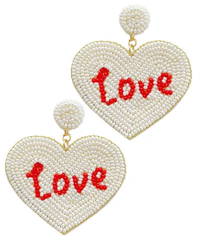 Minimalist Hoop Earrings-Ivory Love Heart Earrings