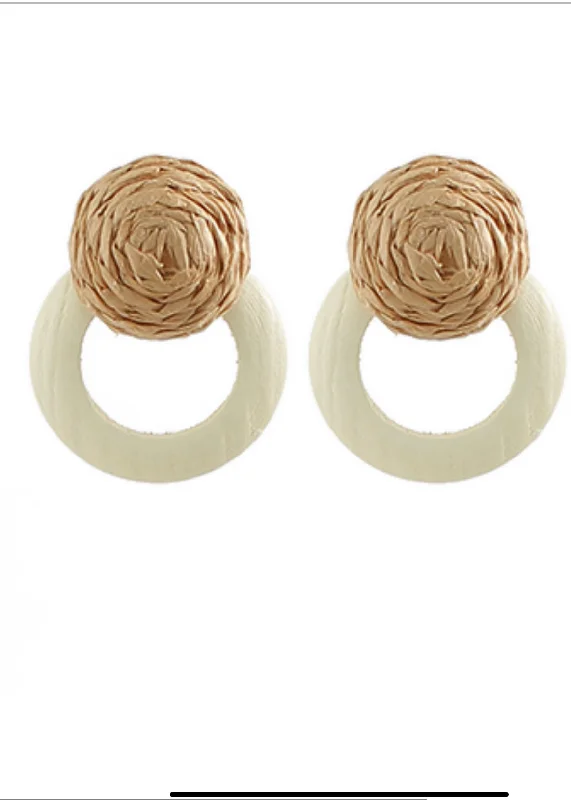 Large Crystal Earrings-Raffia Double Circle Earring