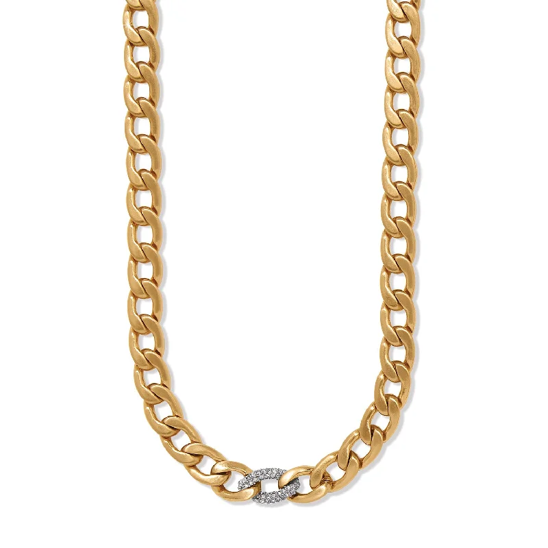 Handcrafted Gold Necklace-Cleo Pave Link Necklace