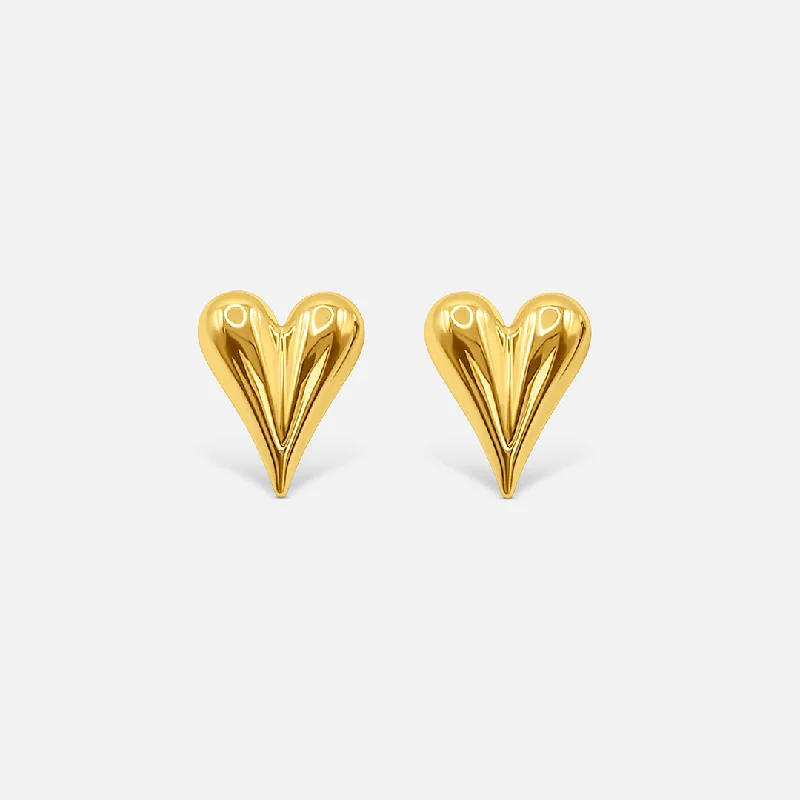 Elegant Evening Earrings-Love Heart Earrings - Gold