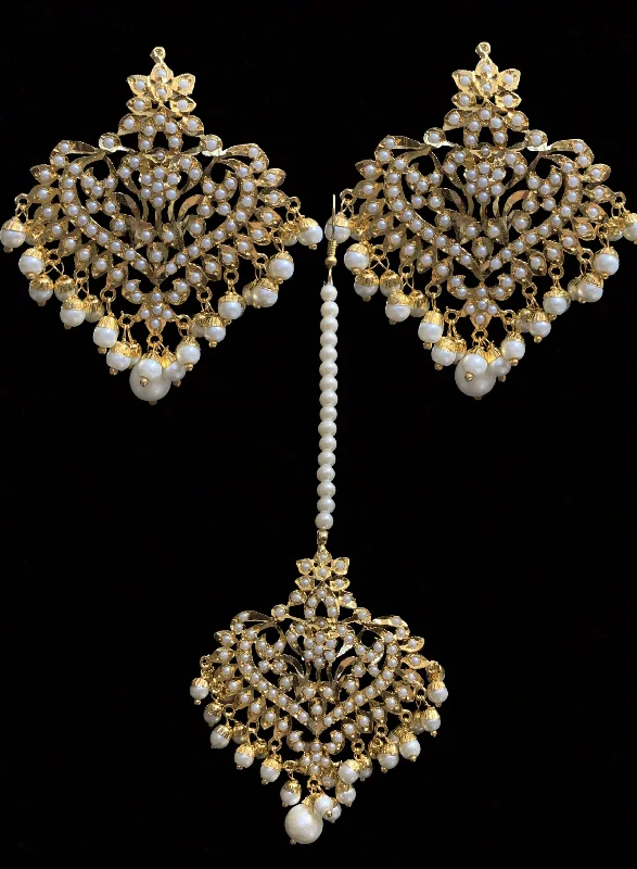 Gold and Diamond Earrings-DJET103 Afreen Pearls earrings tika ( SHIPS IN 3 WEEKS )