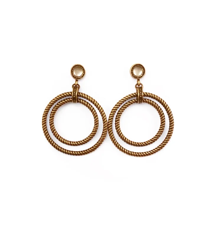 Unique Drop Earrings-Double Rope Hoop Earrings