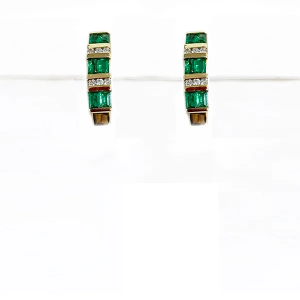 Butterfly Earrings for Girls-14k Yellow Gold Emerald Earrings