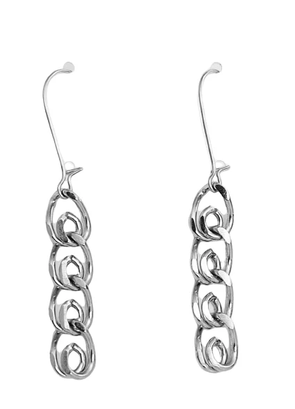 Silver Bead Drop Earrings-Stainless Steel Hanging Earrings