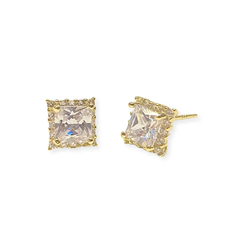 Classic Diamond Earrings-Adriene Square Studs (M)