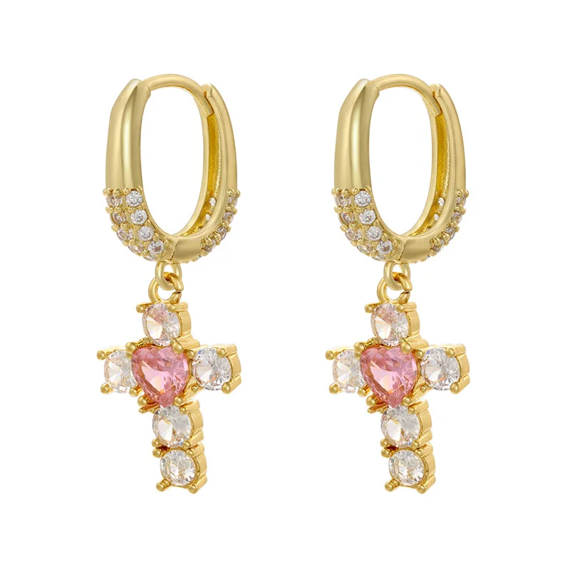 Ve898 Golden Love Cross 1 Pair