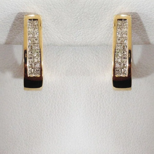 Colorful Drop Earrings-14k Yellow Gold Diamond Earrings