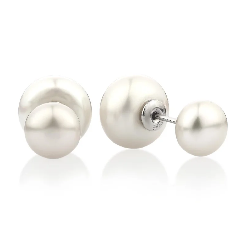 Rustic Gemstone Earrings-Cultured freshwater pearl stud earrings in sterling silver