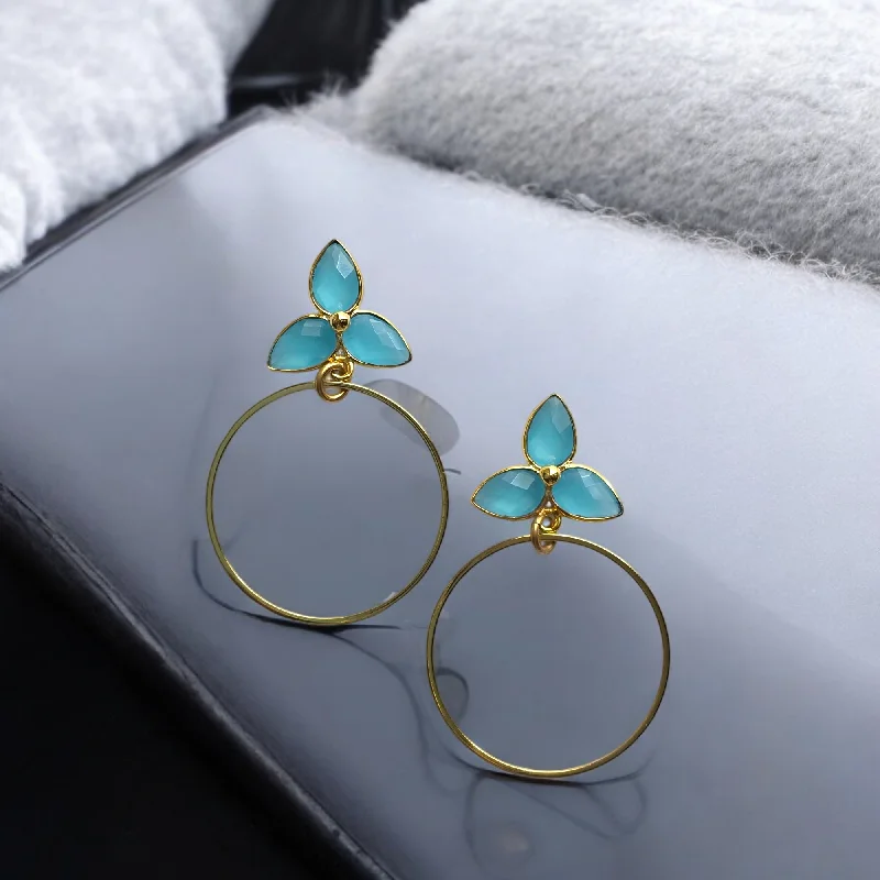 Simple Stud Earrings for Girls-The Chelsea Chalcedony Hoop Earrings