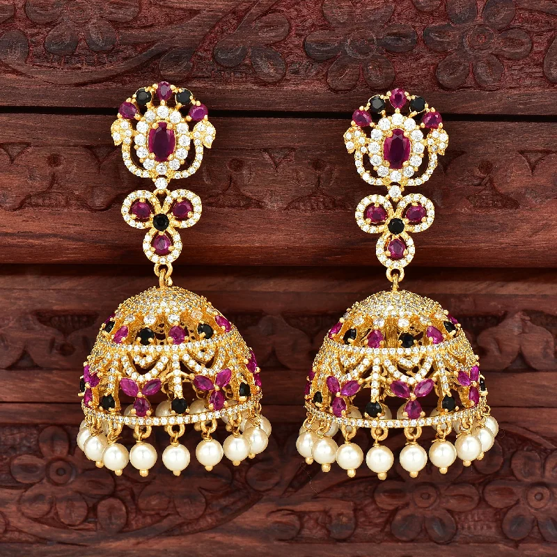 Geometric Stud Earrings-Zirconia Jhumka Earrings