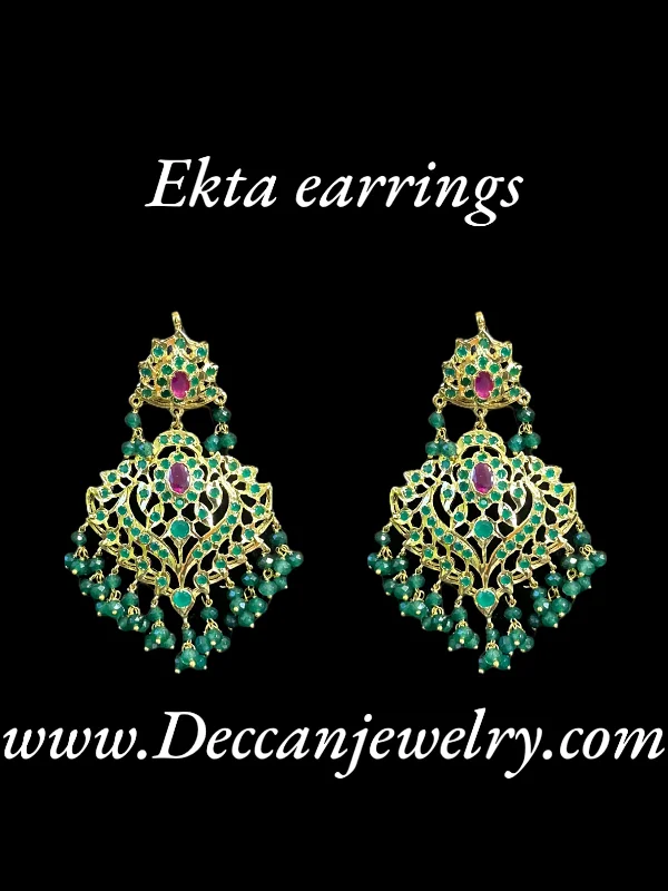 Gemstone Stud Earrings-DER391 Ekta ruby emerald earrings ( READY TO SHIP )