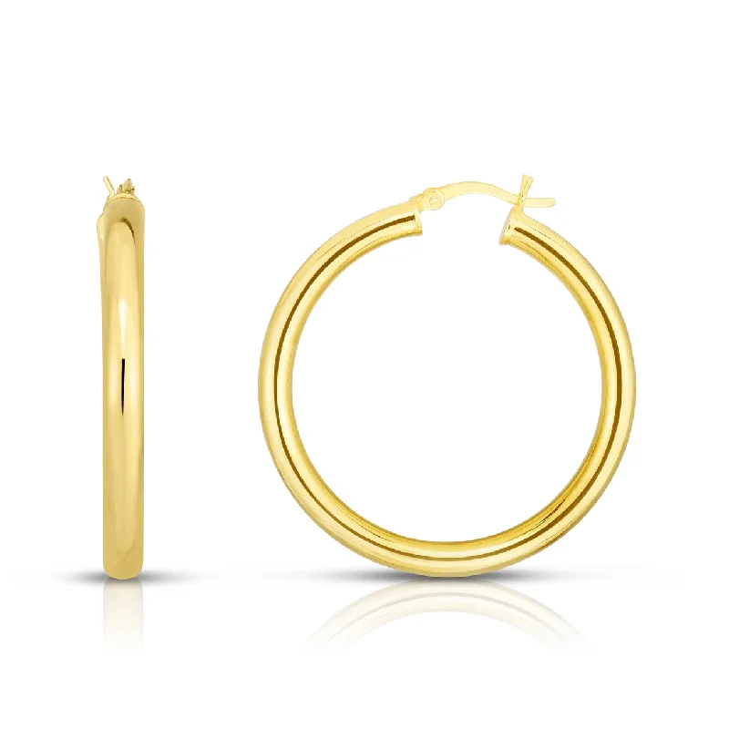 Gemstone Hoop Earrings-Midi Gold Hoop Earrings