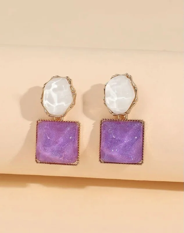 Rose Gold Earrings for Girls-Lilac Geometric Earrings