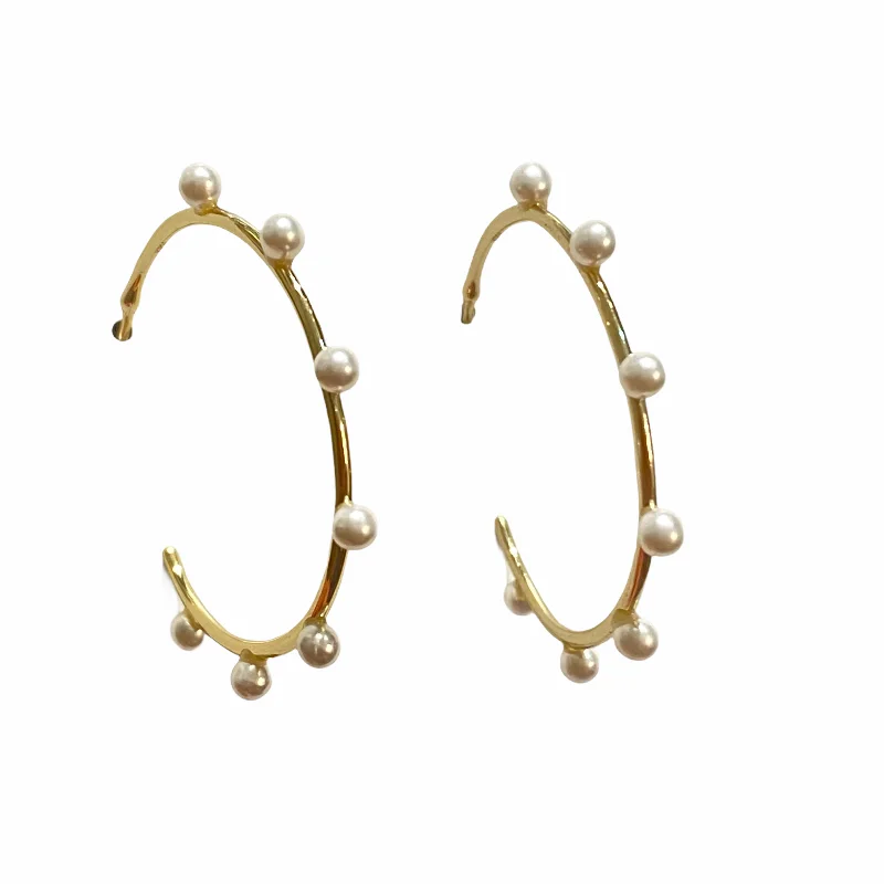 Colorful Hoop Earrings-Pearlea Studded Hoops