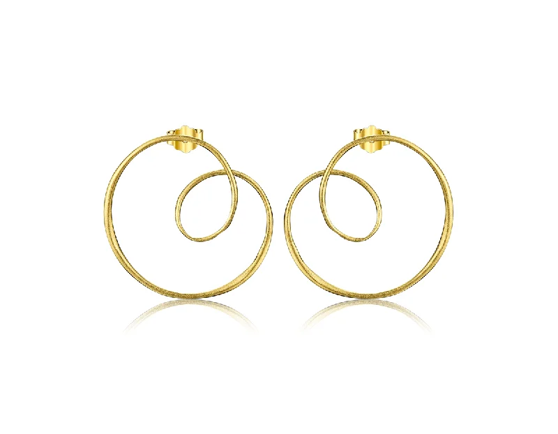 Gold Bead Earrings-Spiral Earring